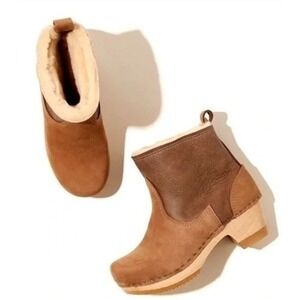 No.6 Mid-Heel Shearling Clog Boots in Honey Aviator – EU 43